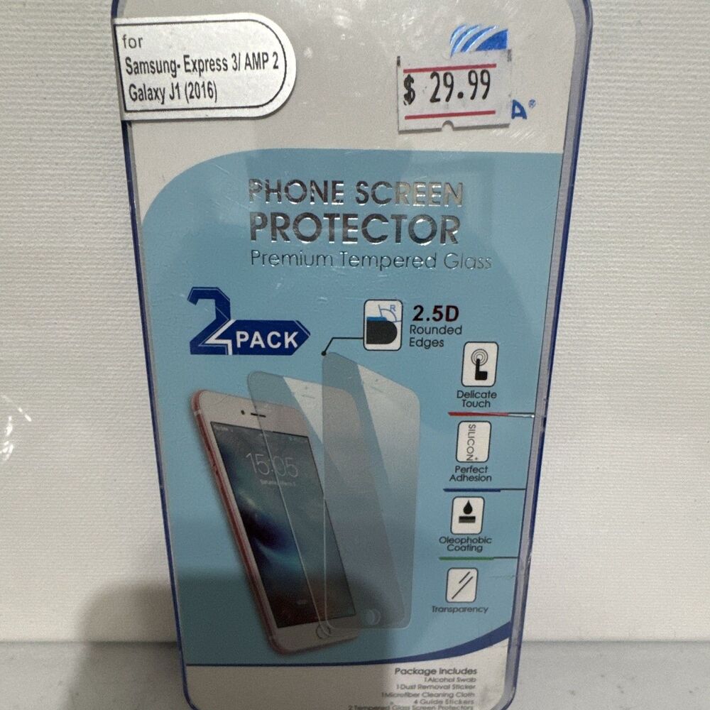 2-Pack Clear Tempered Glass Screen Protector for Samsung Express 3/AMP 2/J1